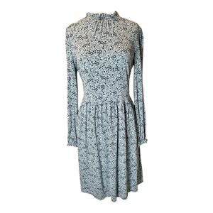 Prairie Dress Cottagecore Boden Blue Floral Pockets Long Sleeve Fit Flare SZ 10L